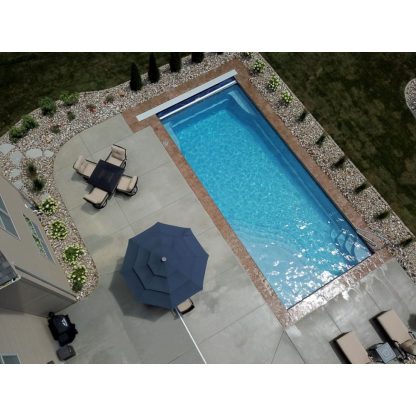 Rectangular Pool with Splash Deck Sapphire Blue G2